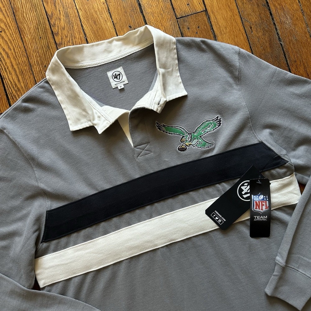 NWT 47 Brand Philadelphia Eagles Historic Clubhouse Knox '47 Thames Rugby Polo